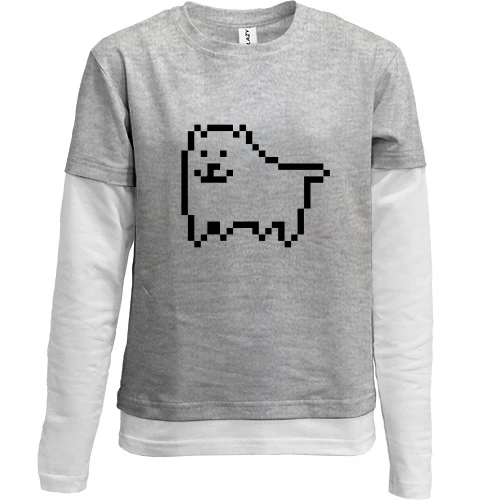 Комбинированный детский лонгслив, серый, Undertale game dog (2)