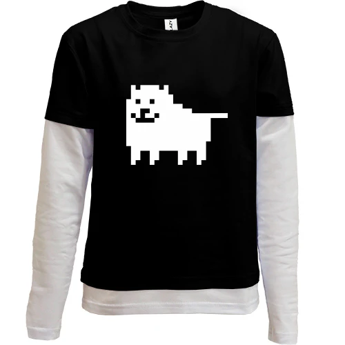 Комбинированный детский лонгслив, черный, Undertale game dog