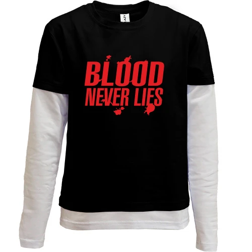 Комбинированный детский лонгслив, черный, Blood never lies