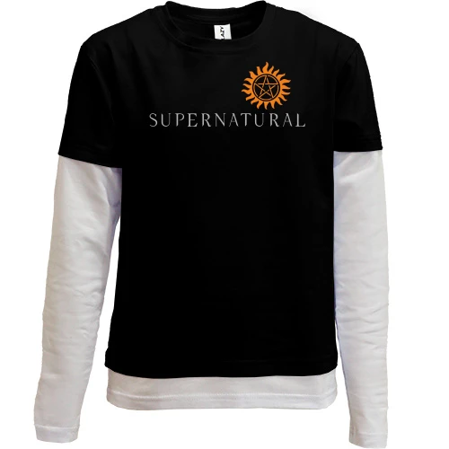 Комбинированный детский лонгслив, Черный, Supernatural