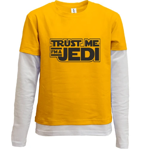 Комбинированный детский лонгслив с надписью «TRUST ME I'M A JEDI» в стиле Star Wars
