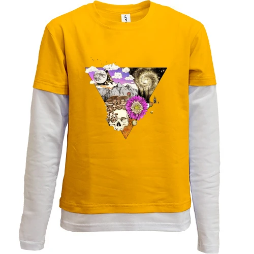 Комбинированный детский лонгслив Triangle Skull