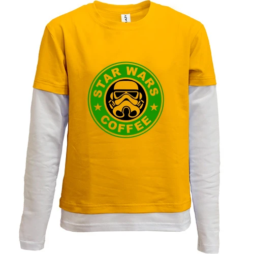 Комбинированный детский лонгслив, желтый, StarWars coffee