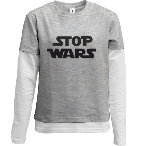 Комбинированный детский лонгслив, красный, Stop wars