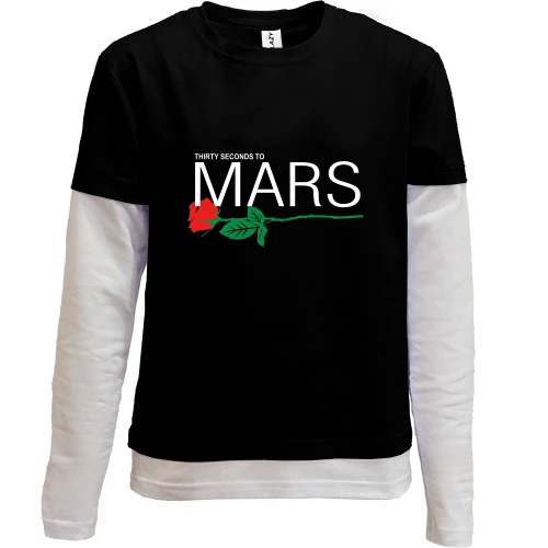 Комбинированный детский лонгслив, черный, Thirty seconds to mars