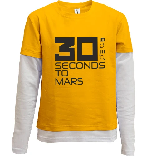 Комбинированный детский лонгслив, синий, с цифрой 30 и глифами 30 Seconds to Mars