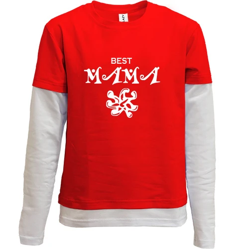 Комбинированный детский лонгслив, красный, best mama
