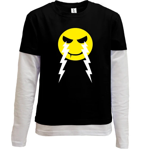 Комбінований дитячий лонгслів, чорний, SMILE or DIE