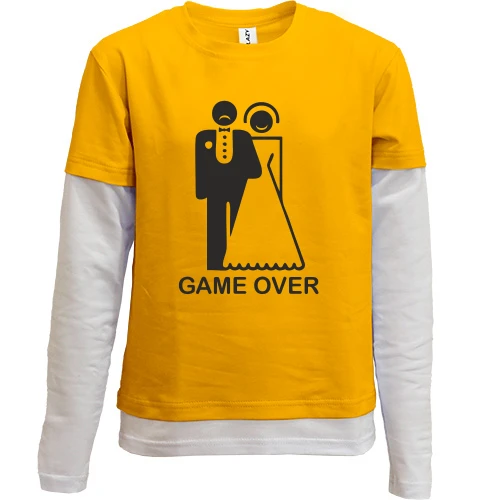 Комбинированный детский лонгслив Game over с силуэтами жениха и невесты