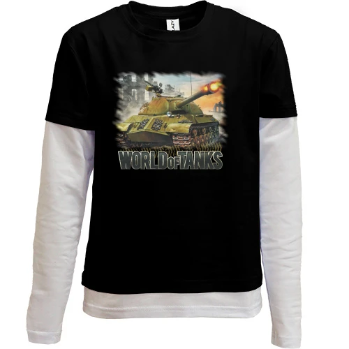 Комбинированный детский лонгслив, черный, WOT (World of Tanks)
