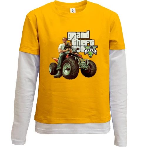Комбинированный детский лонгслив, желтый, Grand Theft Auto five
