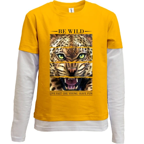 Комбинированный детский лонгслив, желтый, Be Wild