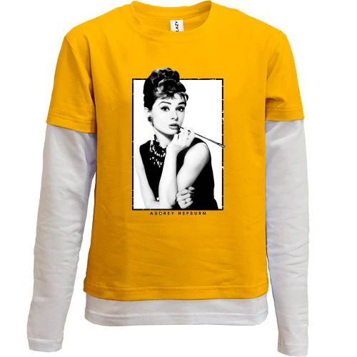 Комбинированный детский лонгслив, желтый, Audrey Hepburn
