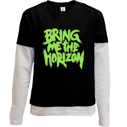 Комбинированный детский лонгслив, Черный, Bring me the horizon green
