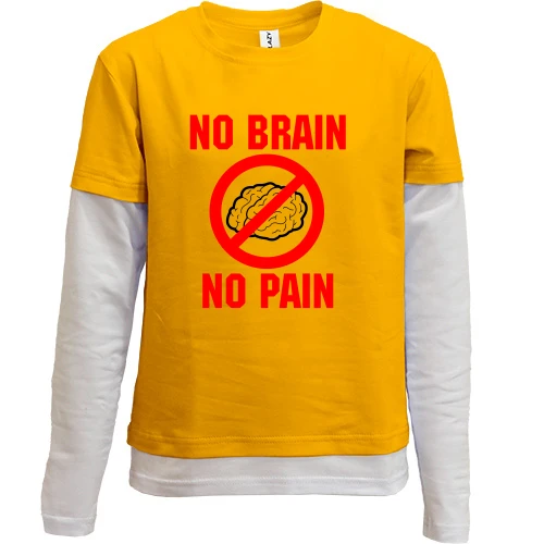 Комбинированный детский лонгслив No brain - no pain