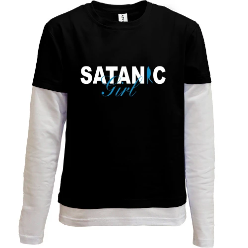 Комбинированный детский лонгслив, черный, satanik girl