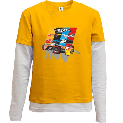 Комбинированный детский лонгслив с логотипом Hot Wheels