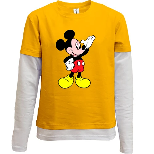 Комбинированный детский лонгслив, Бежевый, Mickey Mouse 3
