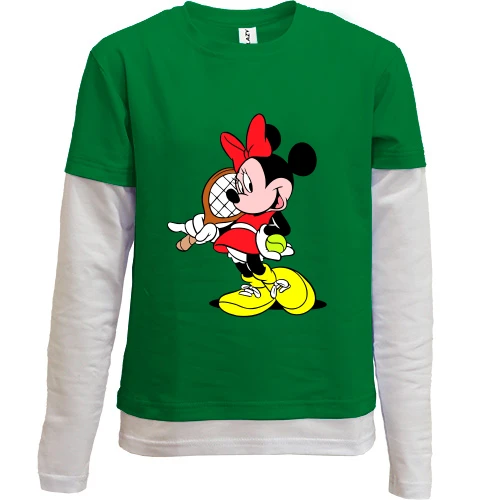 Комбінований дитячий лонгслів, Чорний, Minnie Mouse теніс 2