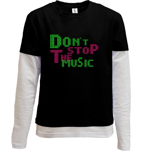 Комбинированный детский лонгслив, черный, Dont stop the music