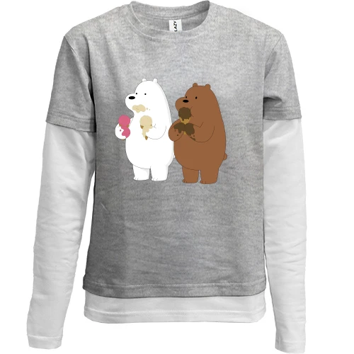 Комбинированный детский лонгслив bears love ice cream