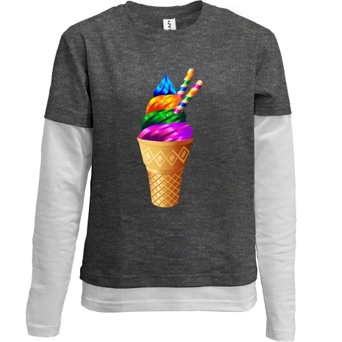 Комбинированный детский лонгслив Rainbow Ice Cream