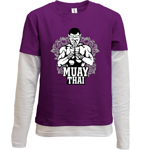 Комбинированный детский лонгслив, фиолетовый, Muay Thai Fighter (2)