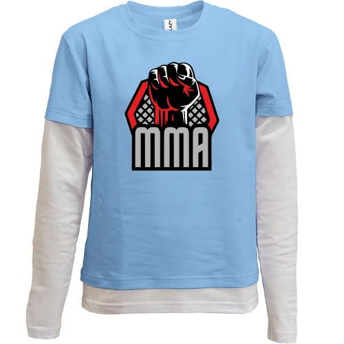 Комбинированный детский лонгслив, синий, MMA (Кулак)