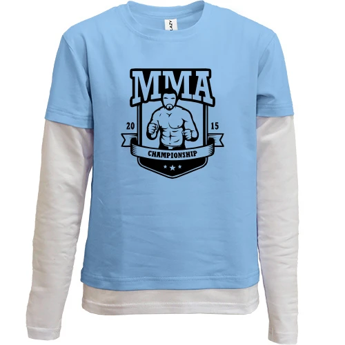 Комбинированный детский лонгслив, синий, MMA Championship