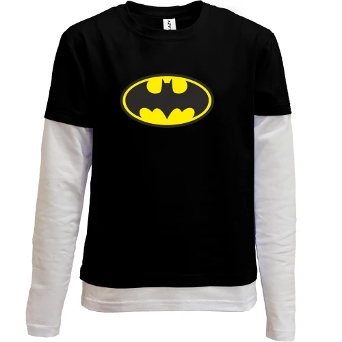 Комбинированный детский лонгслив, черный, Batman (2)