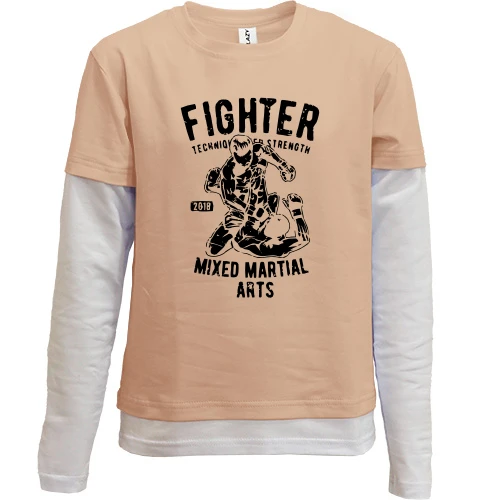 Комбинированный детский лонгслив, желтый, Fighter Mixed Martial