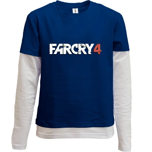 Комбинированный детский лонгслив, синий, Farcry 4 лого