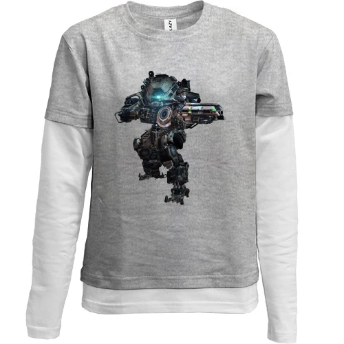Комбинированный детский лонгслив, серый, Titanfall 2 Bot