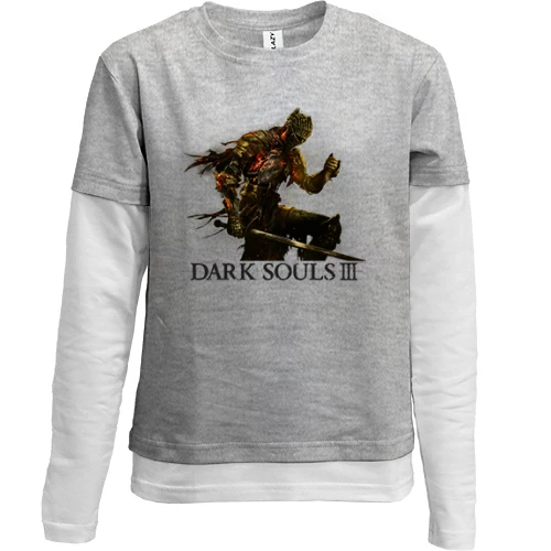 Комбинированный детский лонгслив, серый, Dark Souls 3