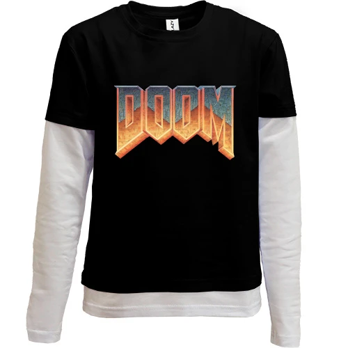 Комбинированный детский лонгслив, черный, DOOM