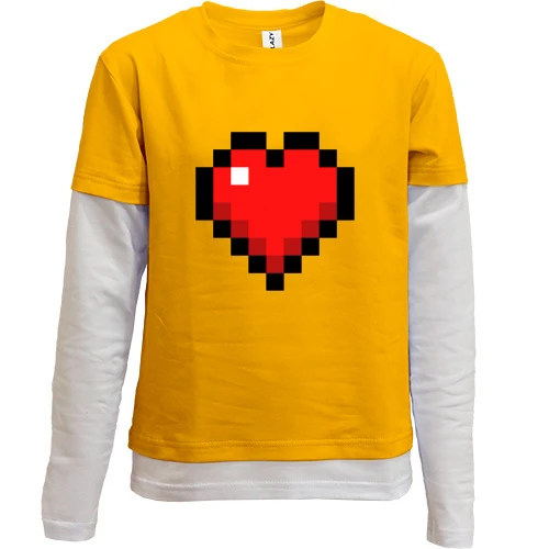 Комбинированный детский лонгслив, желтый, Minecraft heart