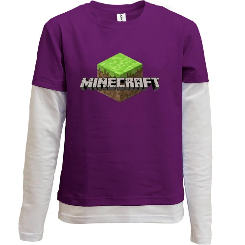 Комбинированный детский лонгслив, фиолетовый, Minecraft icon