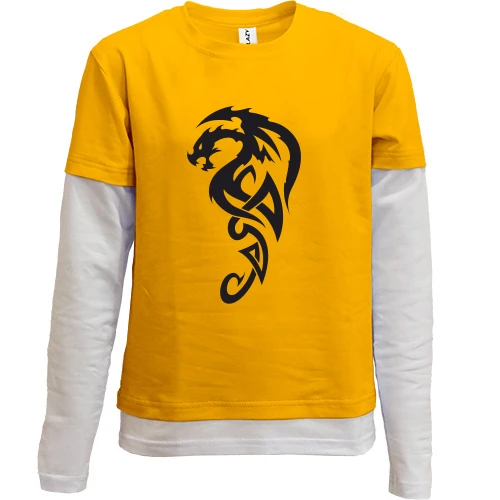 Комбинированный детский лонгслив, желтый, Dragon Trible
