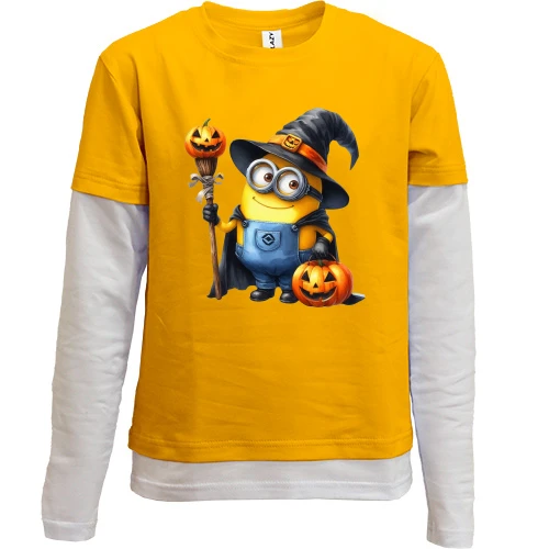 Комбинированный детский лонгслив, желтый, Halloween Миньон