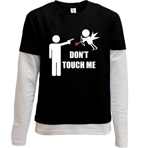 Комбинированный детский лонгслив, синий, Don't touch me 2