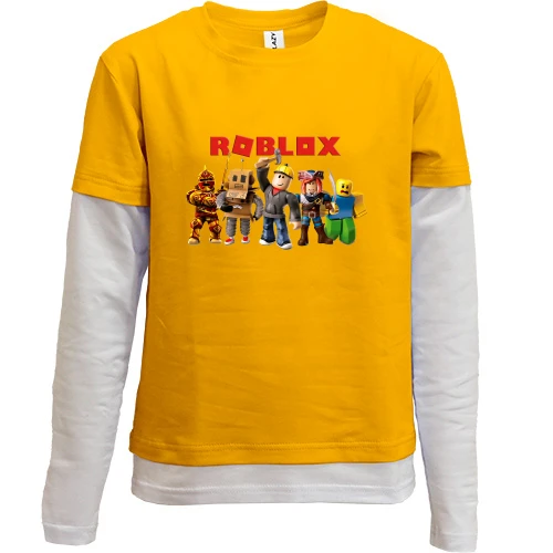 Комбинированный детский лонгслив, желтый, с шестью персонажами Roblox