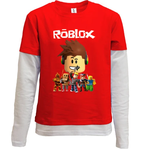 Комбинированный детский лонгслив, красный, Roblox Team