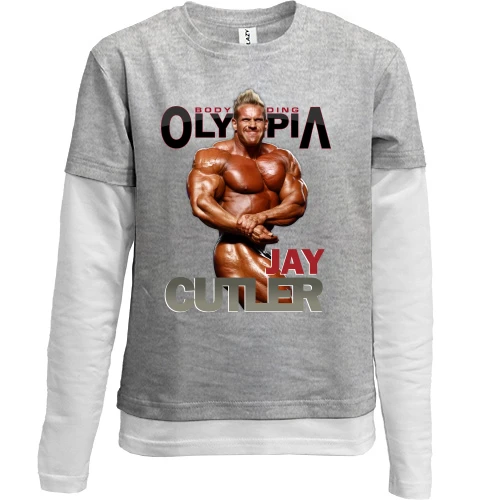 Комбинированный детский лонгслив, серый, Bodybuilding Olympia - Jay Cutler