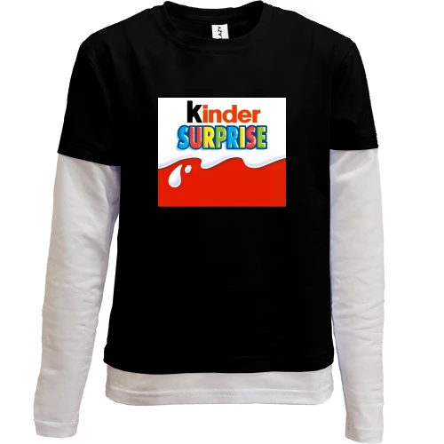 Комбінований дитячий лонгслів, чорний, Kinder Surprise (2)