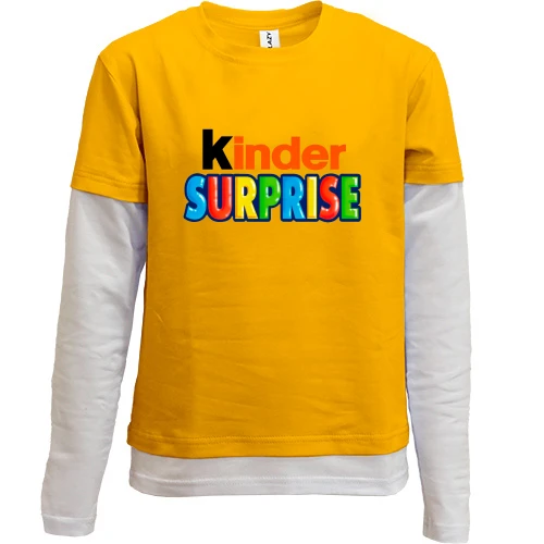Комбінований дитячий лонгслів, жовтий, Kinder Surprise