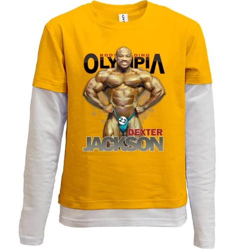 Комбинированный детский лонгслив, Желтый, Bodybuilding Olympia - Dexter Jackson