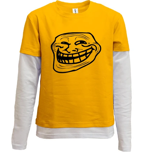 Комбинированный детский лонгслив, желтый, Trollface
