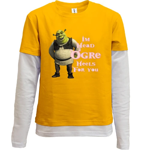 Комбинированный детский лонгслив со Шреком - I'm head ogre heels for you
