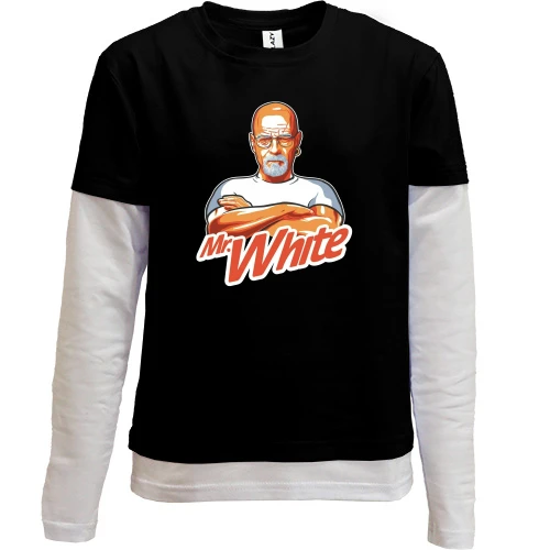 Комбінований дитячий лонгслів, чорний, Mr.White