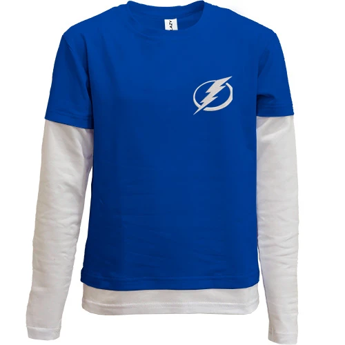 Комбинированный детский лонгслив, синий, Tampa Bay Lightning с вышитой эмблемой